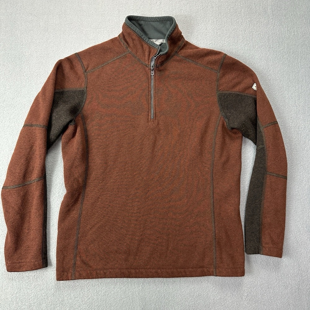 Kuhl Sweater Mens Medium 1/4 Zip Kashmira Fleece Hiking Pullover Brown